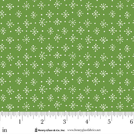 Scandinavian Holiday Green Mini Snowflakes 3454-66 by Mary Jane Carey for Henry Glass Fabrics (sold in 25cm increments)