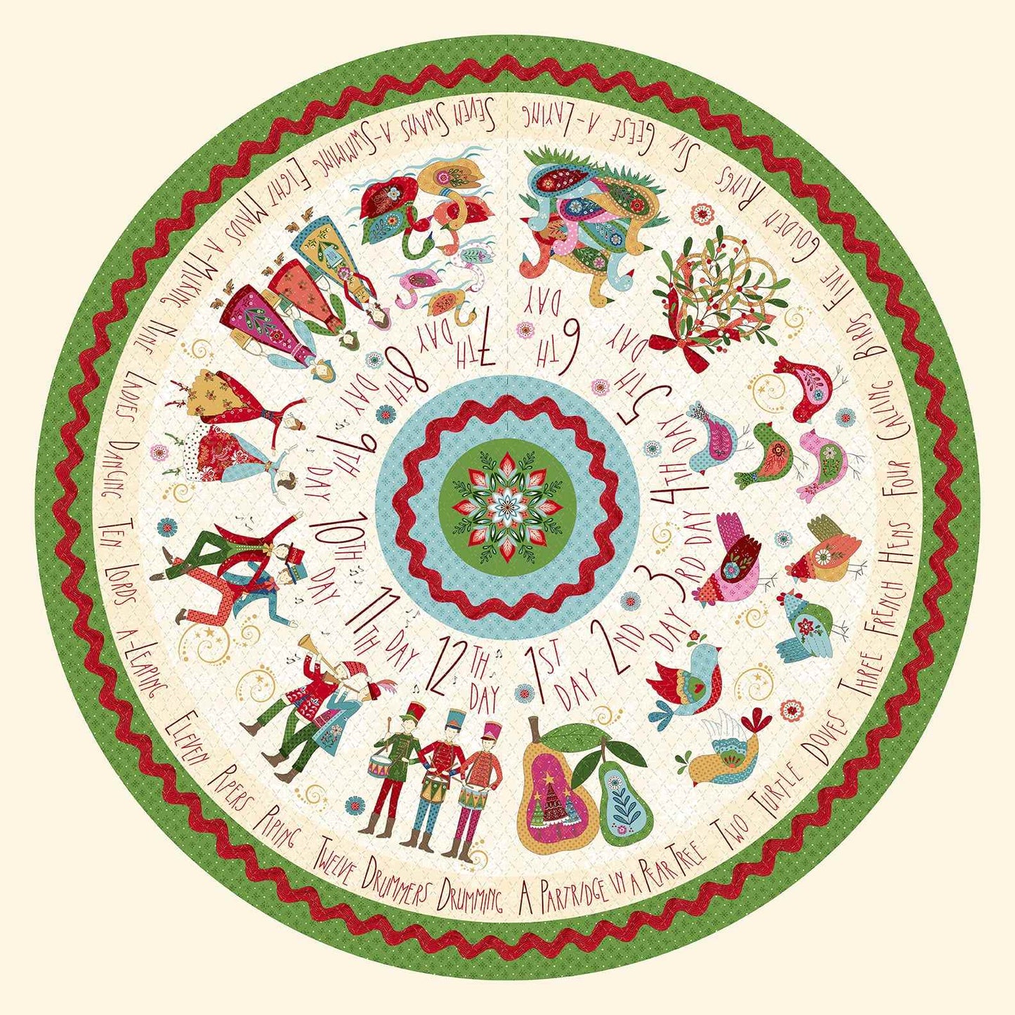 Scandinavian Holiday Tree Skirt by Mary Jane Carey for Henry Glass Fabrics