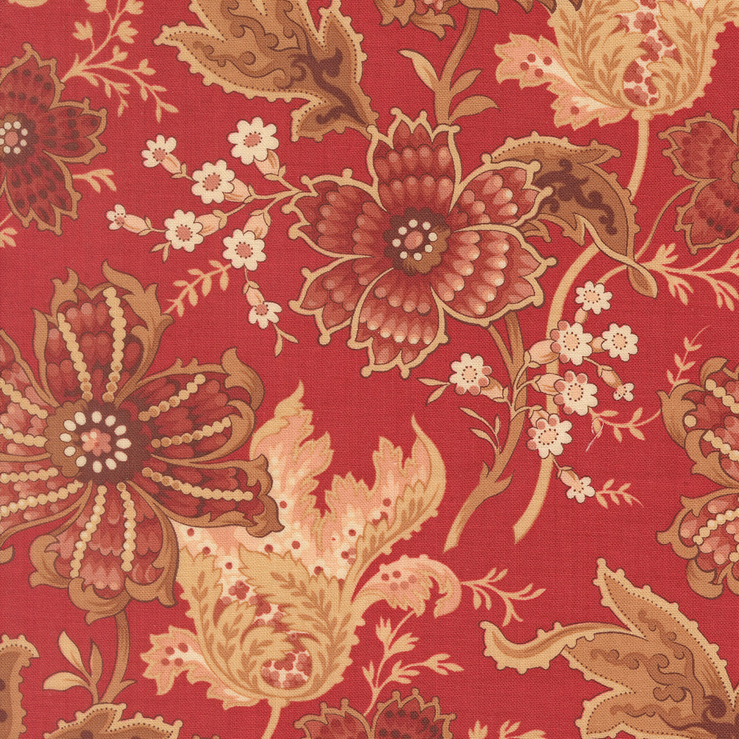 Le Jardin Rouge Primivere Floral Rouge M3615011 by French General for Moda Fabrics (Sold in 25cm increments)