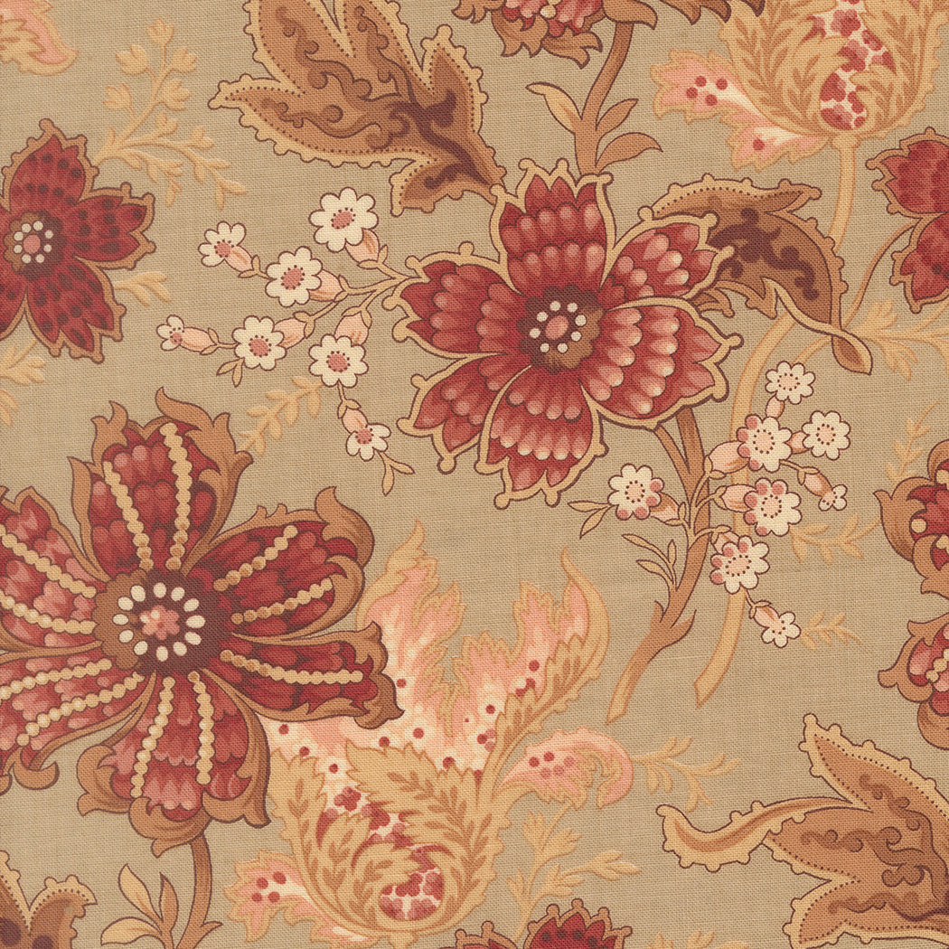 Le Jardin Rouge Primivere Floral Roche M3615013 by French General for Moda Fabrics (Sold in 25cm increments)