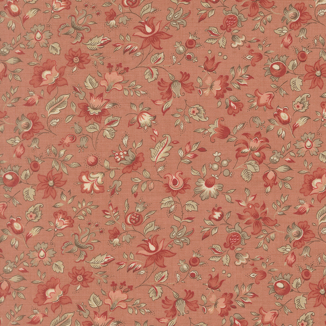 Le Jardin Rouge Clemenceau Floral Clay M36154112 by French General for Moda Fabrics (Sold in 25cm increments)
