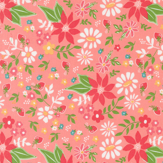Strawberry Lemonade Blossom Carnation M3767012 from Sherri & Chelsi for Moda Fabrics (sold in 25cm increments)