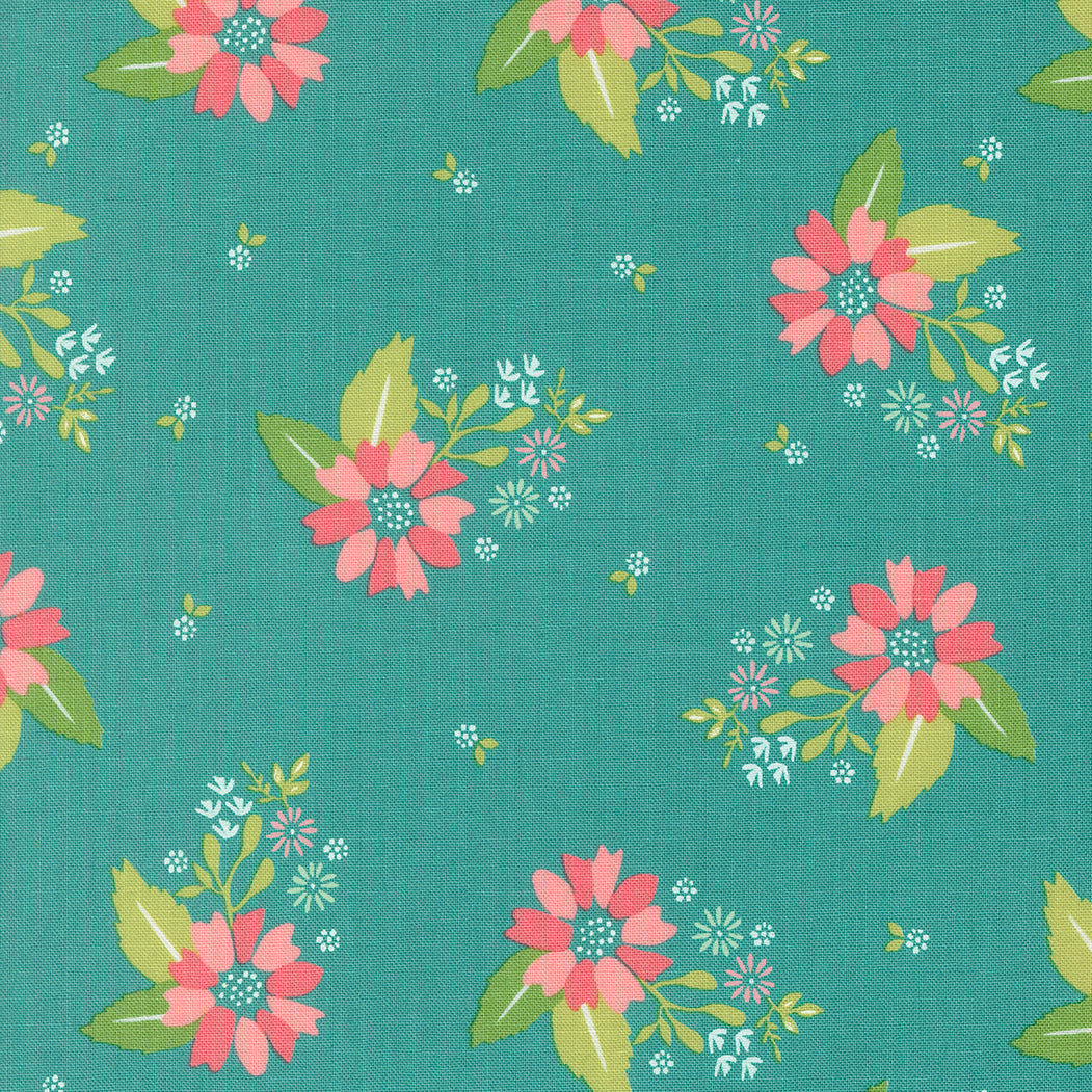 Strawberry Lemonade Floral Teal M3767121 from Sherri & Chelsi for Moda Fabrics (sold in 25cm increments)