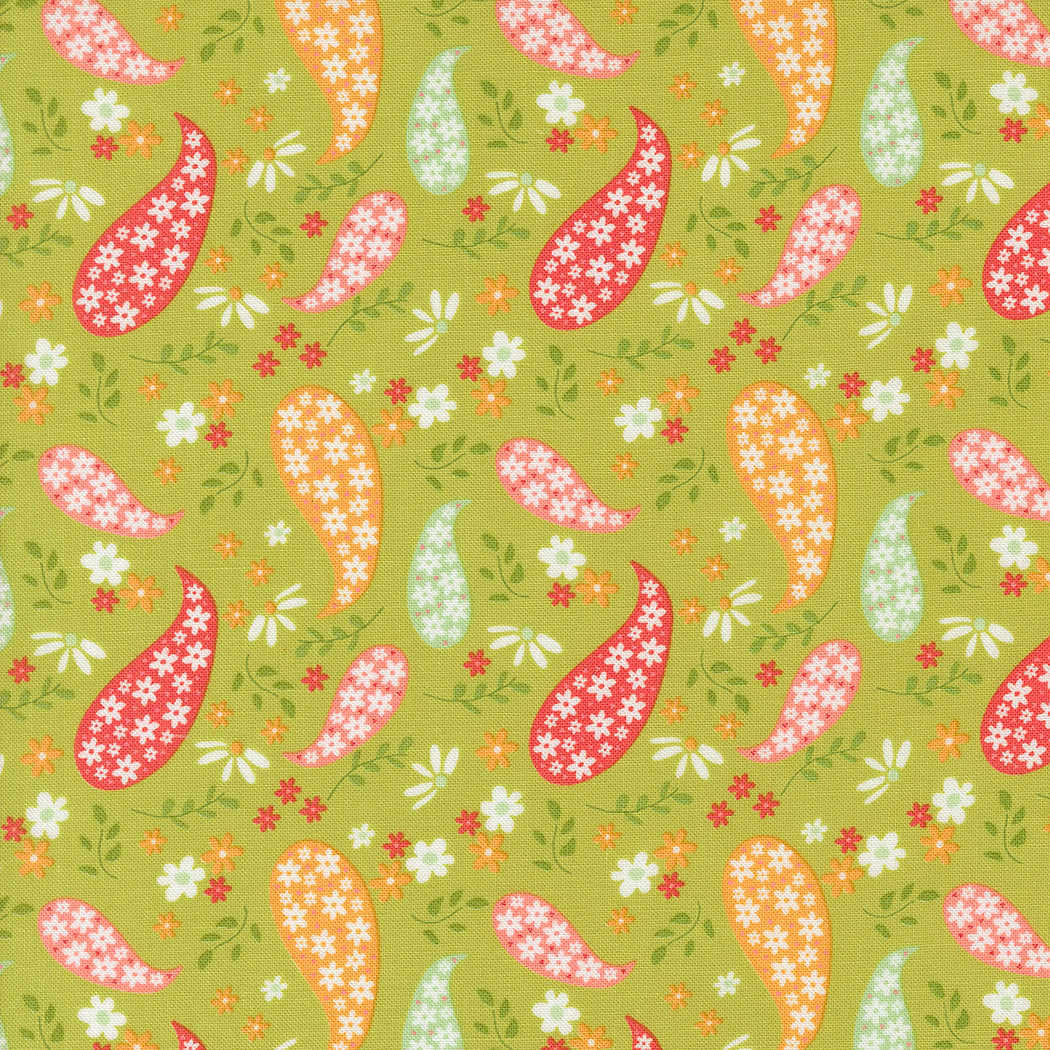 Raspberry Summer Paisley Lime M3769117 by Sherri & Chelsi for Moda Fabrics (sold in 25cm increments)
