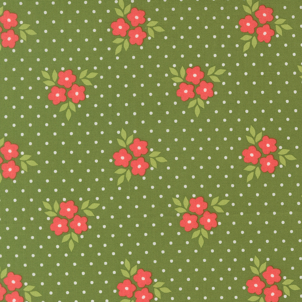 Poinsettia & Pear Bouquet Evergreen M3771214 by Sherri & Chelsi for Moda fabrics (sold in 25cm increments)