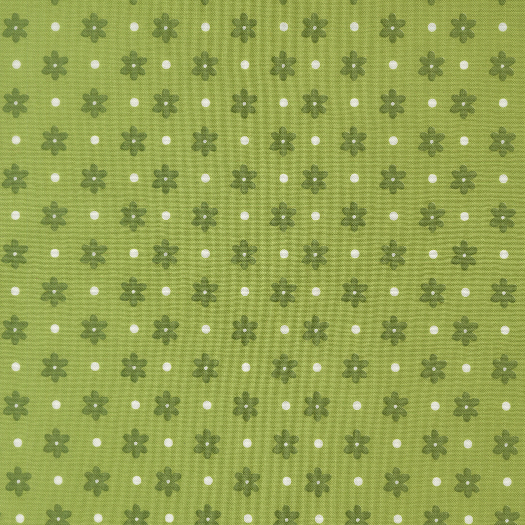 Poinsettia & Pear Daisy Dot Fresh Grass M3771313 by Sherri & Chelsi for Moda fabrics (sold in 25cm increments)