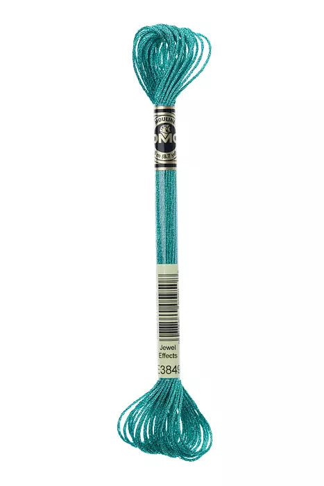 DMC E3849 Mouline Light Effects Metallic Turquoise Green 6 Strand Embroidery Floss
