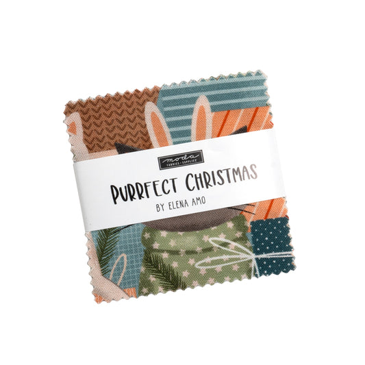 Purrfect Christmas Mini Charm Pack by Elena Amo for Moda fabrics