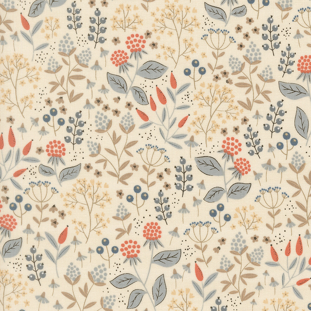 Natures Sketchbook Leaves & Berries Pearl M3907111 by Elena Amo for Moda fabrics (sold in 25cm increments)