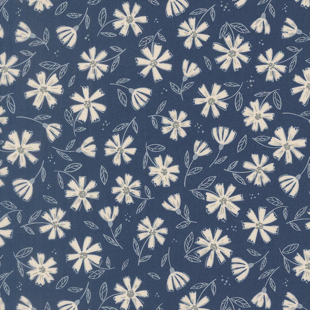 Natures Sketchbook Flowers Twilight M3907416 by Elena Amo for Moda fabrics (sold in 25cm increments)