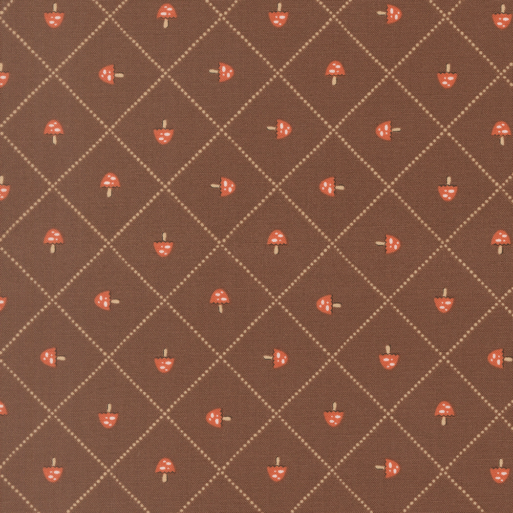 Natures Sketchbook Mushroom Grid Bark M3907715 by Elena Amo for Moda fabrics (sold in 25cm increments)
