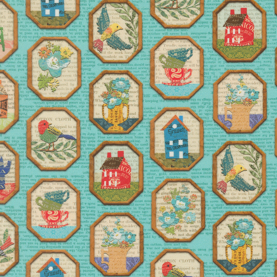 Paper Hamlet Frames Newspaper Sky M3956517 by Cathe Holden for Moda fabrics (sold in 25cm increments)