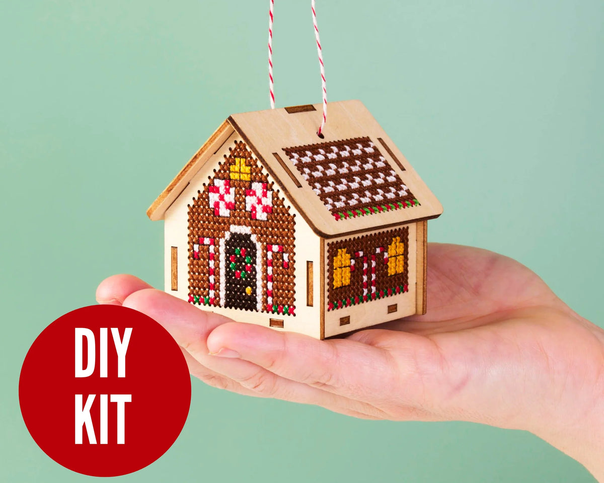 3D Gingerbread House Ornament Cross Stitch Kit from Canadian Stitchery