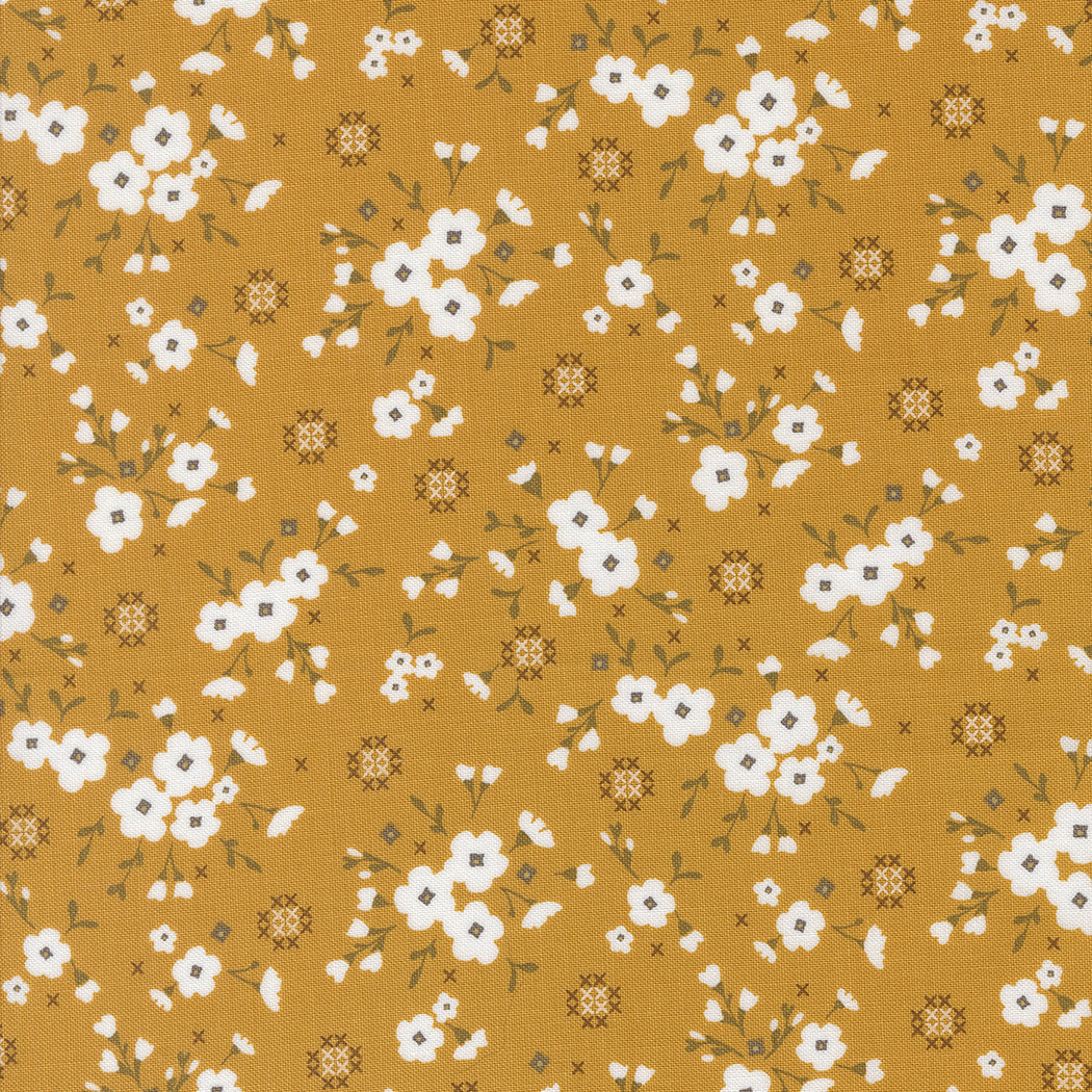 Sun Drenched Stitched Lullaby Golden M43201112 by Sweetfire Road for Moda fabrics (sold in 25cm increments)