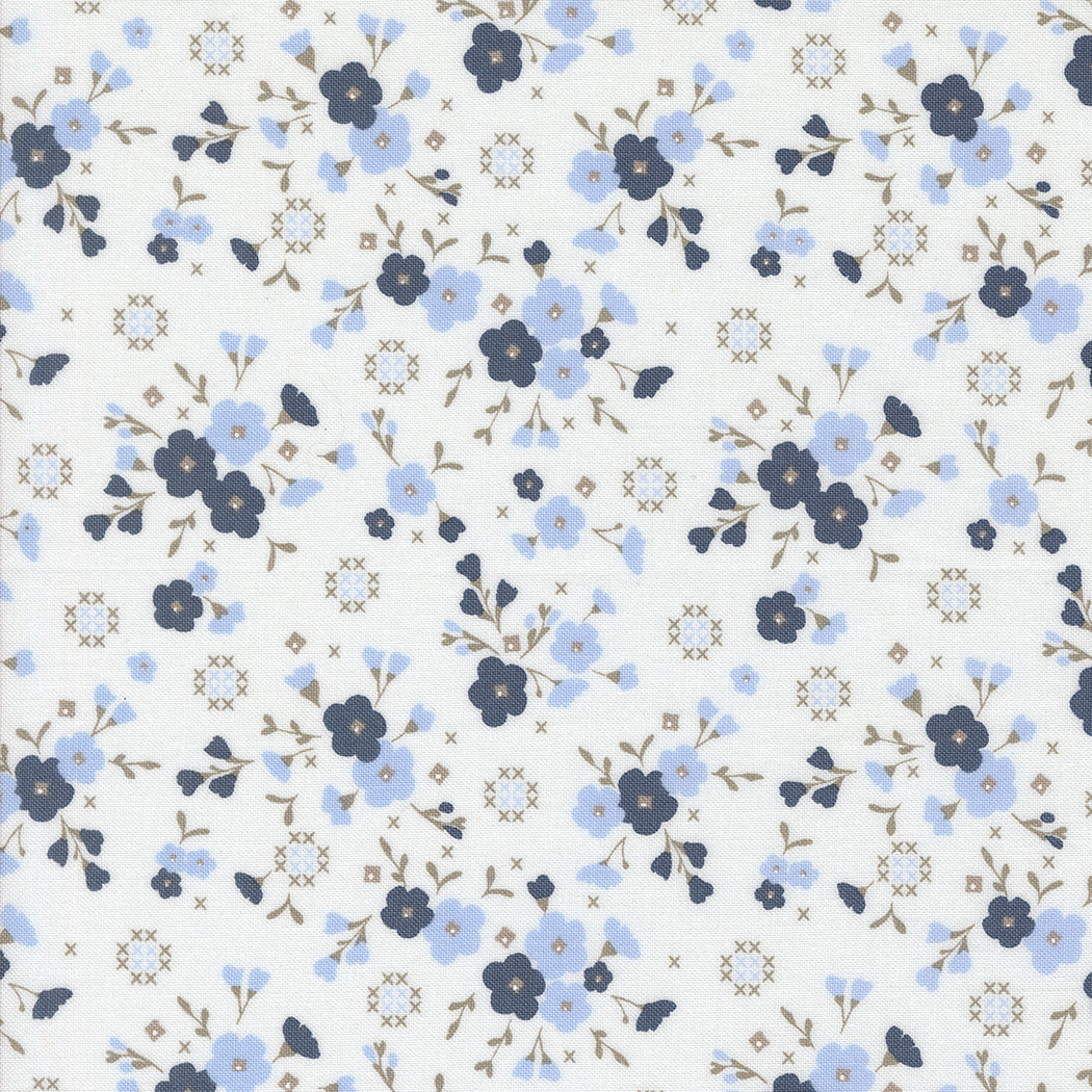 Sun Drenched Stitched Lullaby Cloud Indigo M4320125 by Sweetfire Road for Moda fabrics (sold in 25cm increments)