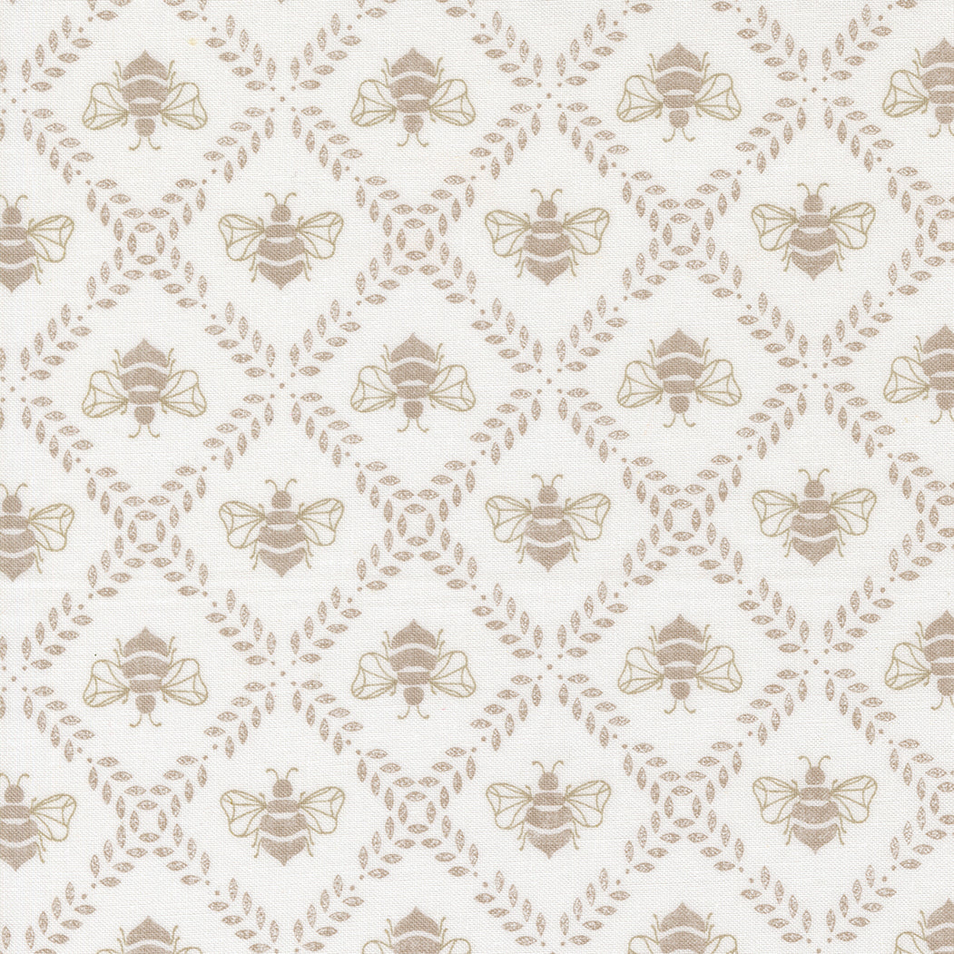 Sun Drenched Gathering Honey Bees Cloud Stone M4320423 by Sweetfire Road for Moda fabrics (sold in 25cm increments)