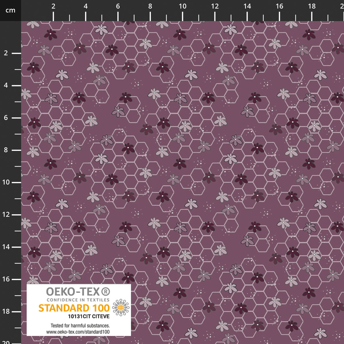 The Sweetest Embrace Mauve Flowers & Beehive 4514527 by Linette Jakobsen for Stoff Fabrics (sold in 25cm increments)