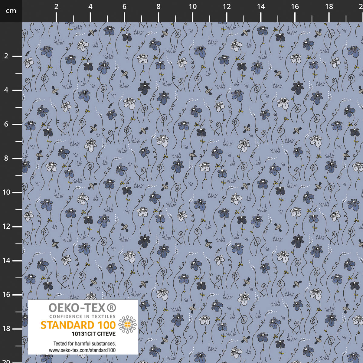 The Sweetest Embrace Blue Flowers 4514533 by Linette Jakobsen for Stoff Fabrics (sold in 25cm increments)
