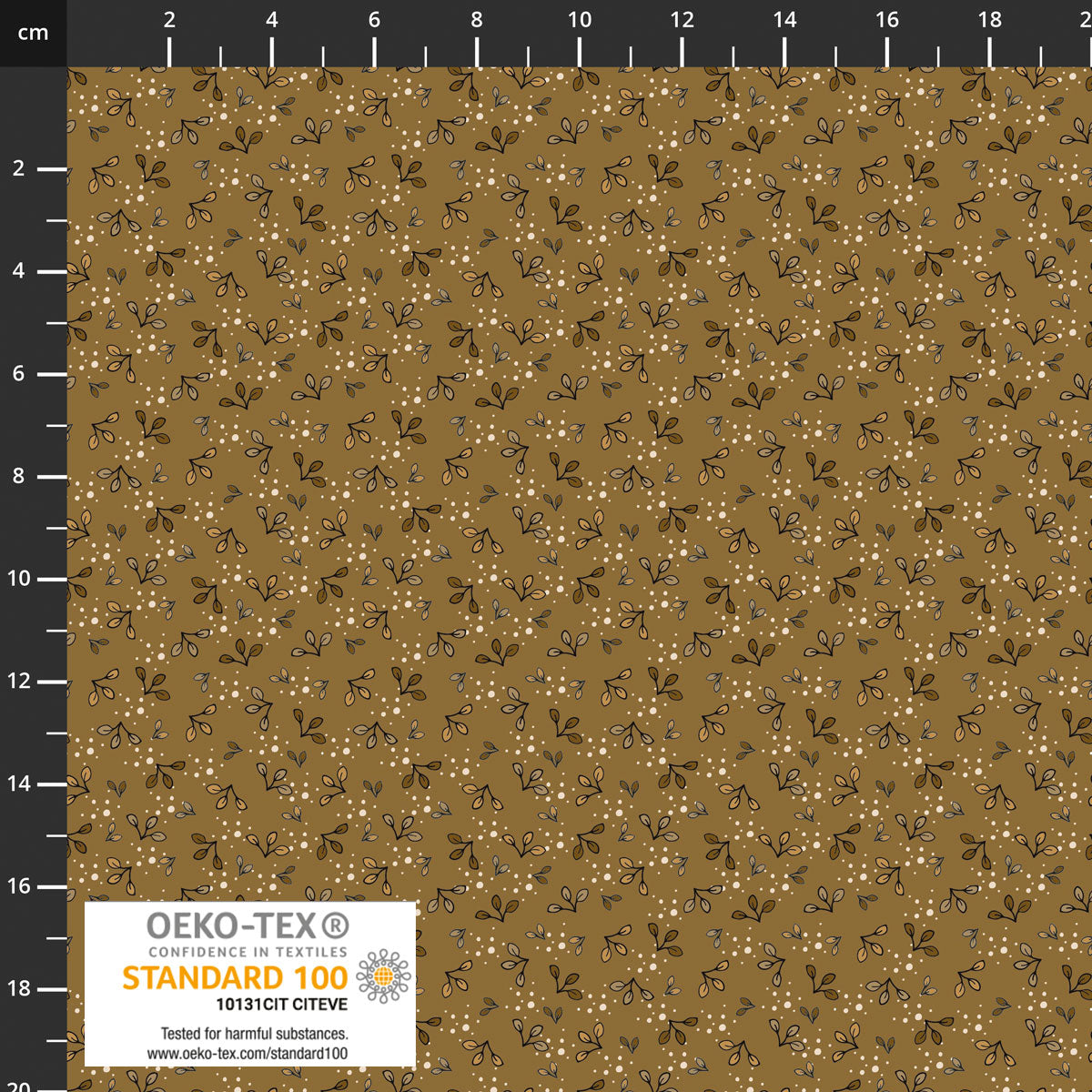 The Sweetest Embrace Khaki Leaves 4514539 by Linette Jakobsen for Stoff Fabrics (sold in 25cm increments)