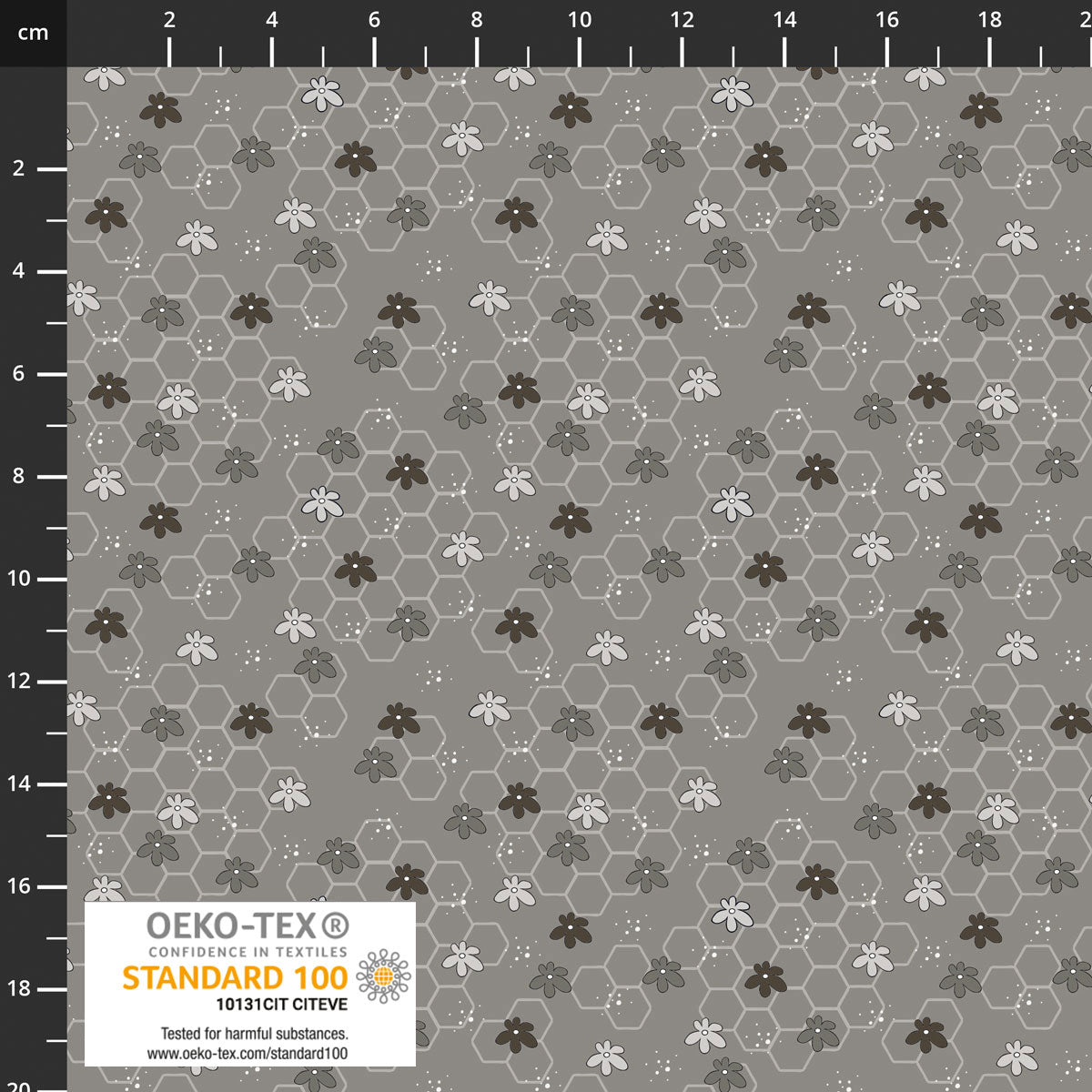 The Sweetest Embrace Gray Flowers & Beehive 4514554 by Linette Jakobsen for Stoff Fabrics (sold in 25cm increments)