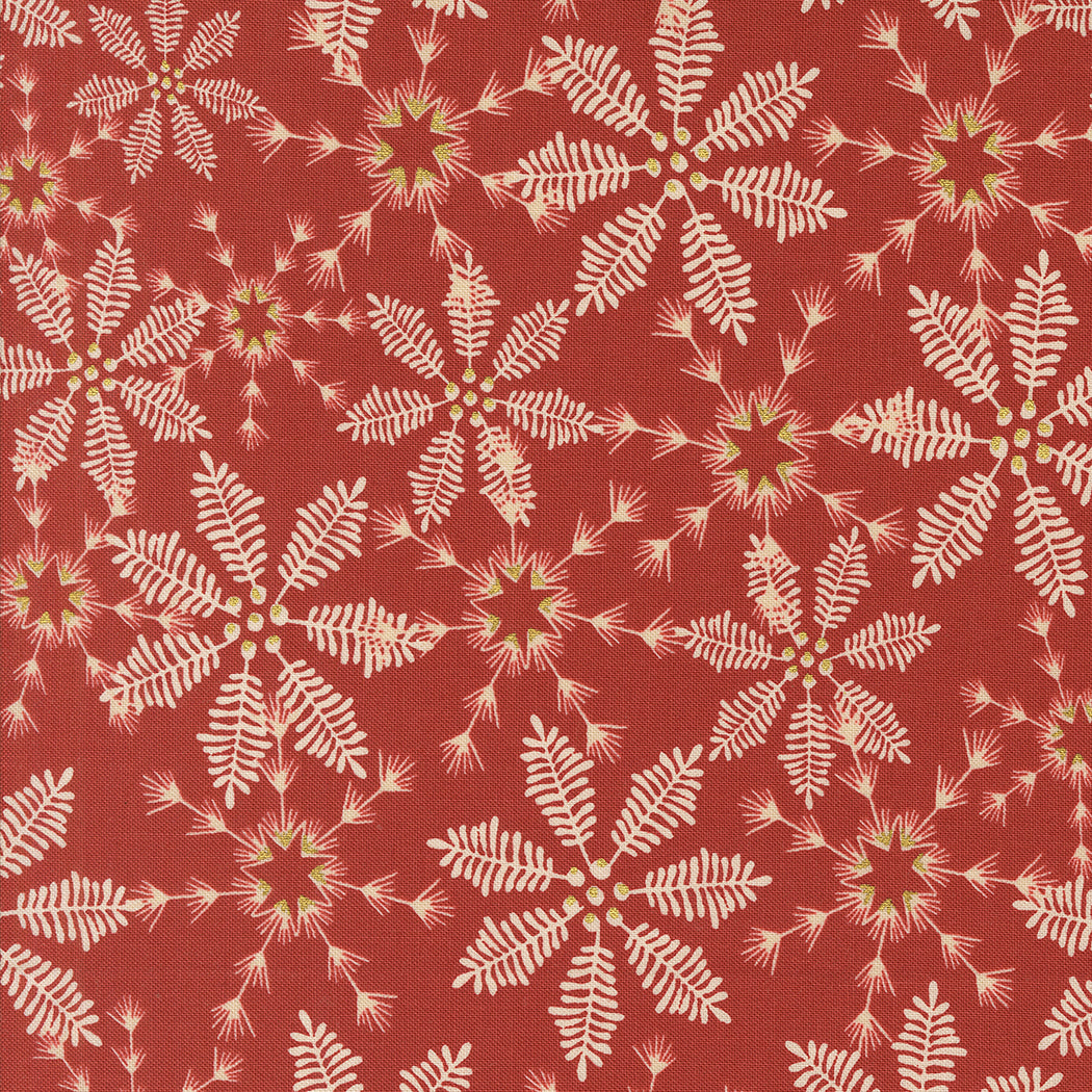 Old World Yuletide Metallic Snowy Lace Poinsettia M4562418M by Fancy That Design House for Moda Fabrics (sold in 25cm increments)