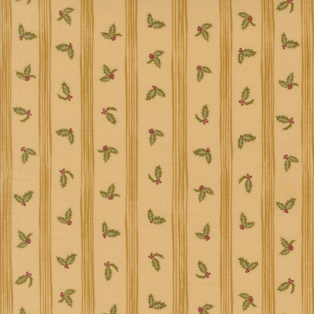 Old World Yuletide Holly Stripe Almond M4562512 by Fancy That Design House for Moda Fabrics (sold in 25cm increments)