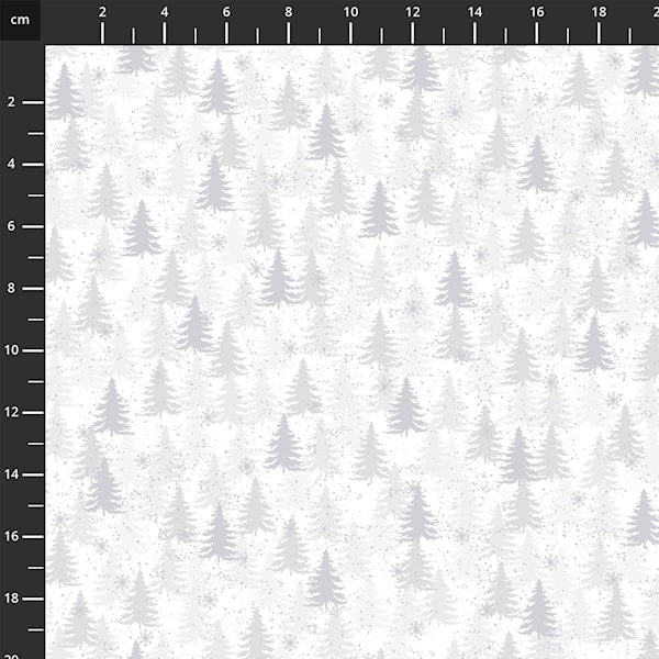 We Love Christmas Trees White Silver 4592 101 by Stof Fabrics (sold in 25cm increments)