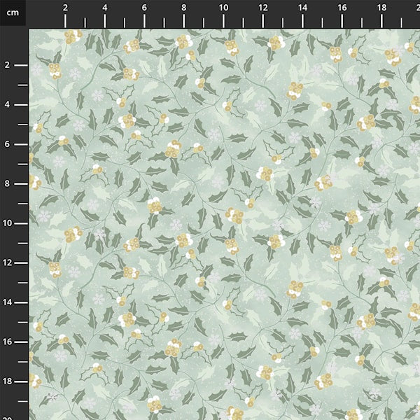 We Love Christmas Holly Dusty Green Silver 4592 823 by Stof Fabrics (sold in 25cm increments)