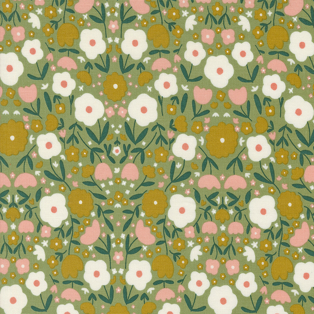 Imaginary Flowers Peppy Petals Sage M4838212 by Gingiber for Moda fabrics (sold in 25 increments)