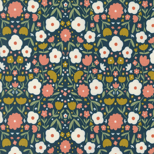 Imaginary Flowers Peppy Petals Midnight M4838220 by Gingiber for Moda fabrics (sold in 25 increments)