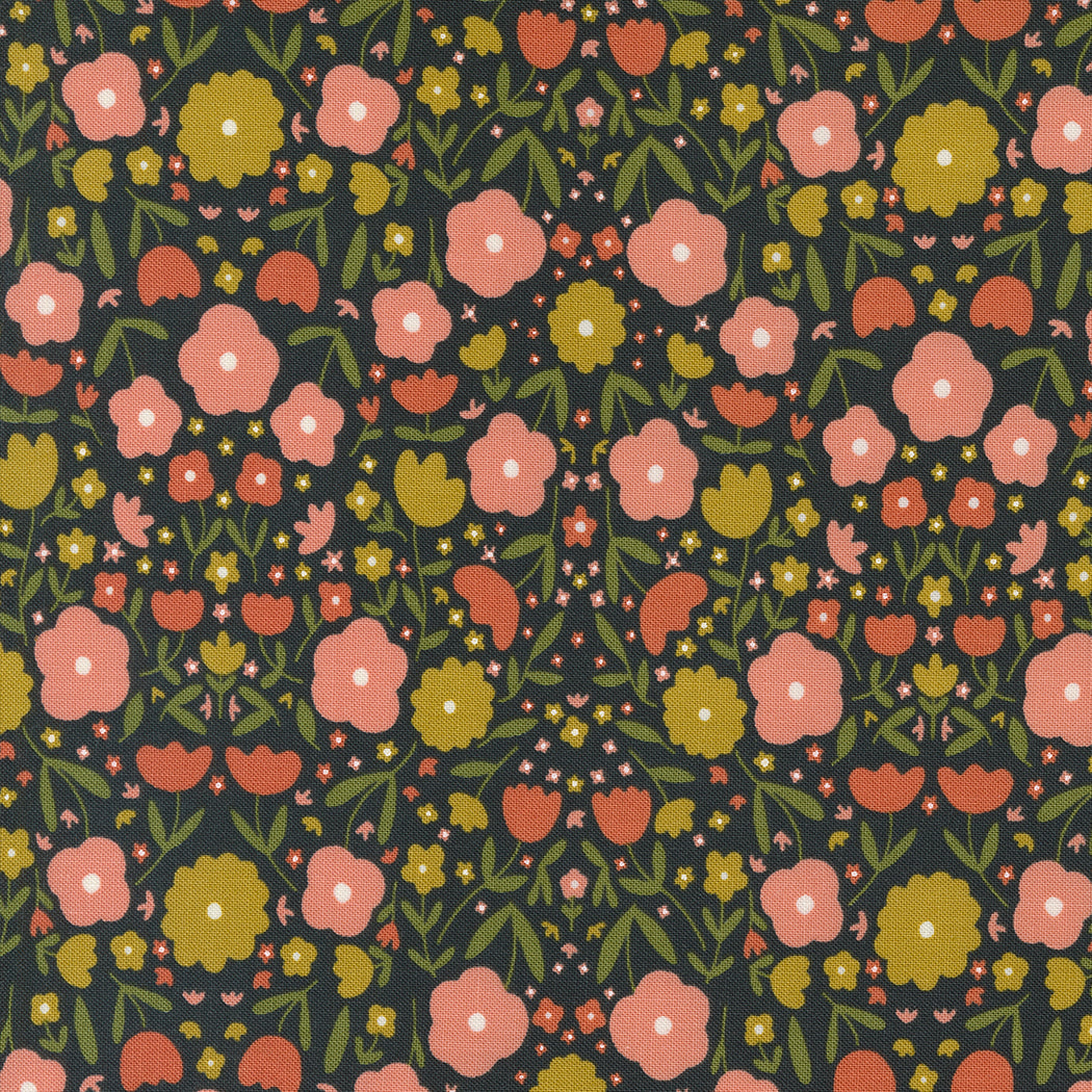 Imaginary Flowers Peppy Petals Ebony M4838221 by Gingiber for Moda fabrics (sold in 25 increments)