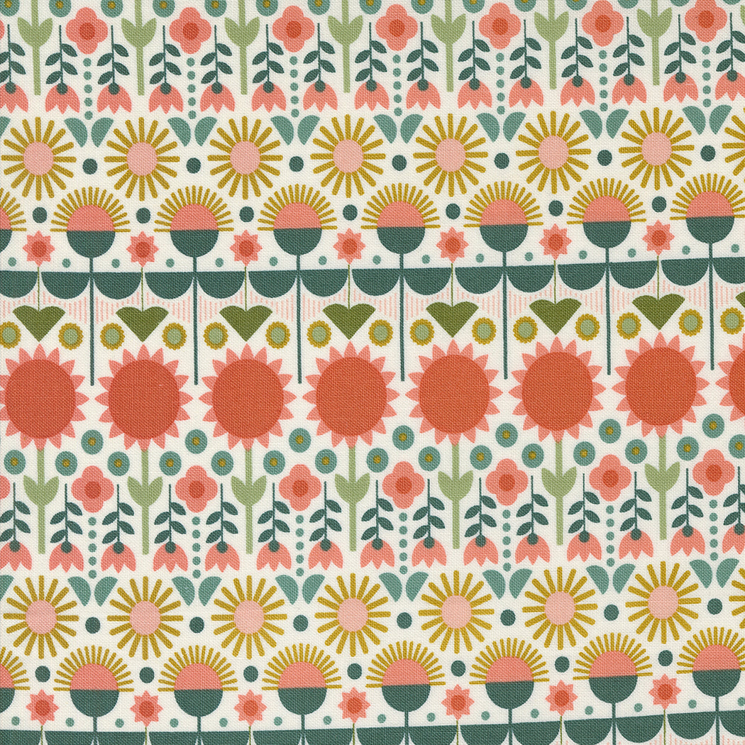Imaginary Flowers Florals Stripe Cloud M4838311 by Gingiber for Moda fabrics (sold in 25 increments)