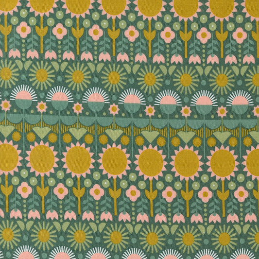 Imaginary Flowers Florals Stripe Spruce M4838316 by Gingiber for Moda fabrics (sold in 25 increments)