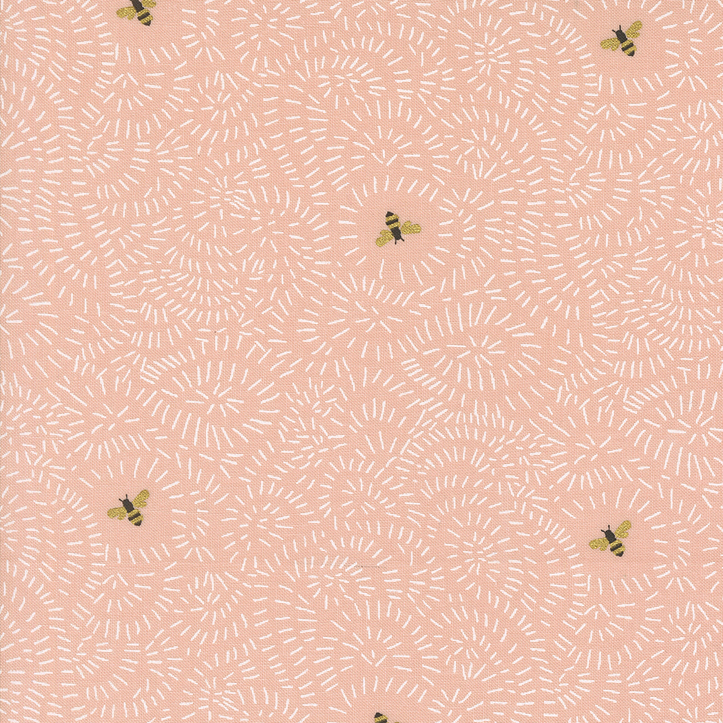 Bee Garden Twist Turn Metallic Rose M4841517M by Gingiber for Moda Fabrics (sold in 25cm increments)