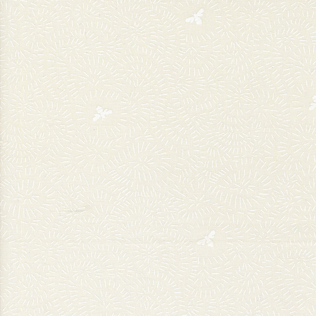 Bee Garden Twist Turn Porcelain White M4841531 by Gingiber for Moda Fabrics (sold in 25cm increments)