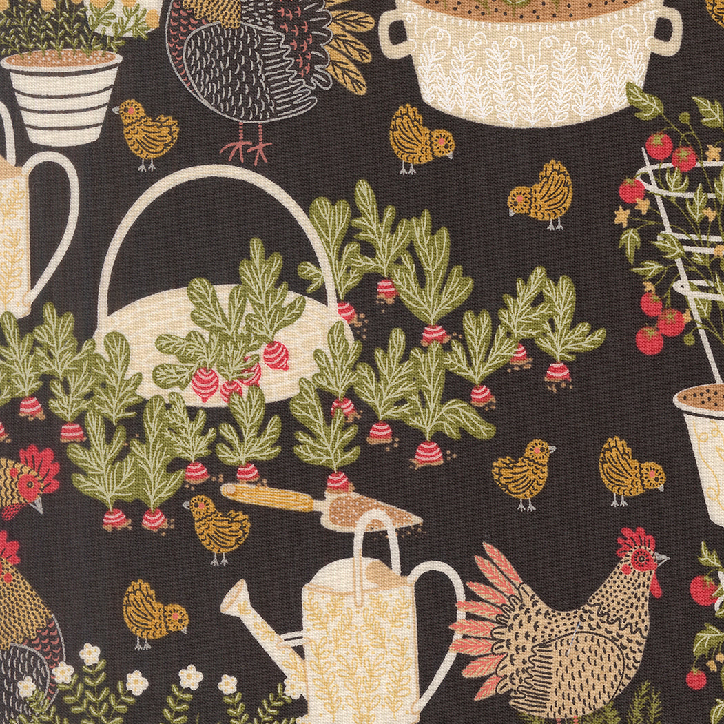 The Henhouse Chicken Garden Iron M4843020 by Gingiber for Moda Fabrics (sold in 25cm increments)
