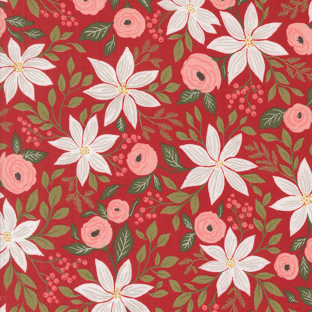 Berry & Pine Poinsettia Cranberry M524014 by Lella Boutique for Moda Fabrics (Sold in 25cm increments)