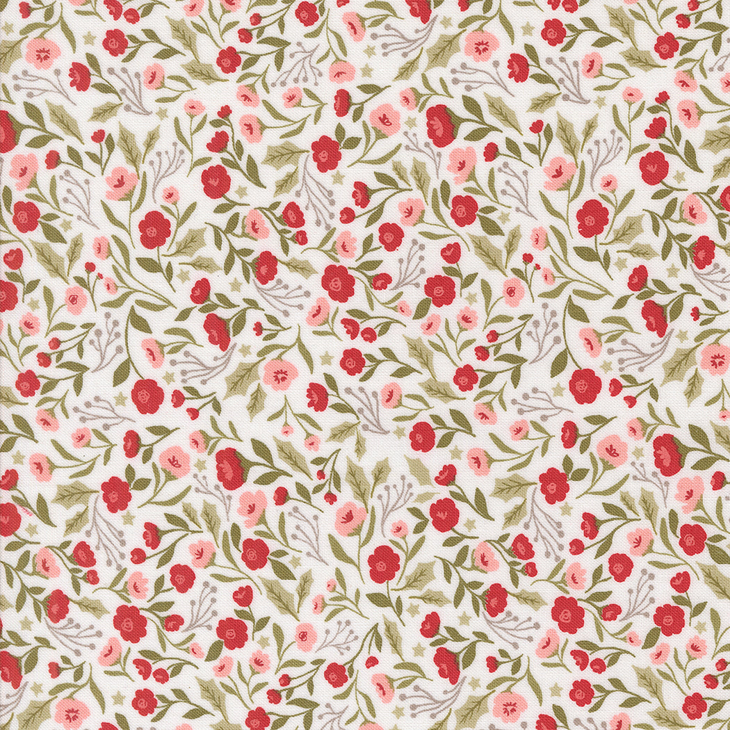 Berry & Pine Christmas Posies Snow M524111 by Lella Boutique for Moda Fabrics (Sold in 25cm increments)