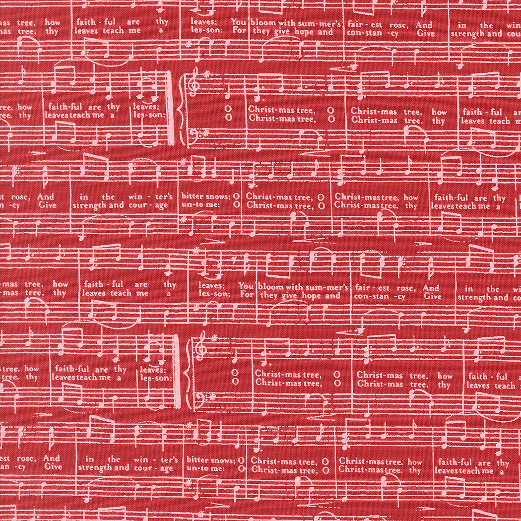 Berry & Pine O Christmas Tree Text Cranberry M524414 by Lella Boutique for Moda Fabrics (Sold in 25cm increments)
