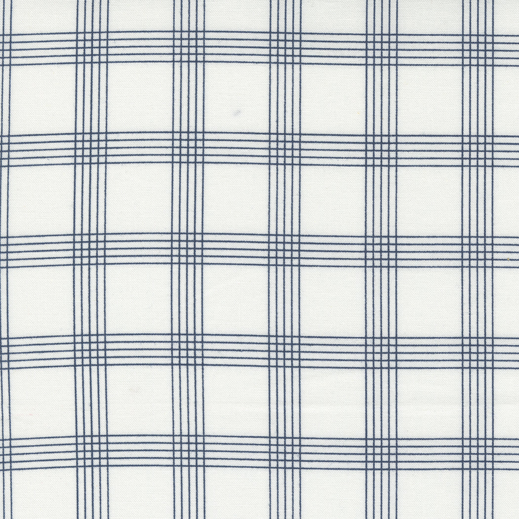Nantucket Summer Plaid Cream Navy M5526211 by Camille Roskelley for Moda fabrics (sold in 25cm increments)