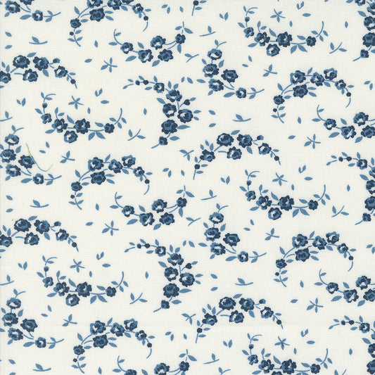 Shoreline Summer Small Floral Cream Navy M5530824 by Camille Roskelley for Moda Fabrics (Sold in 25cm Increments)