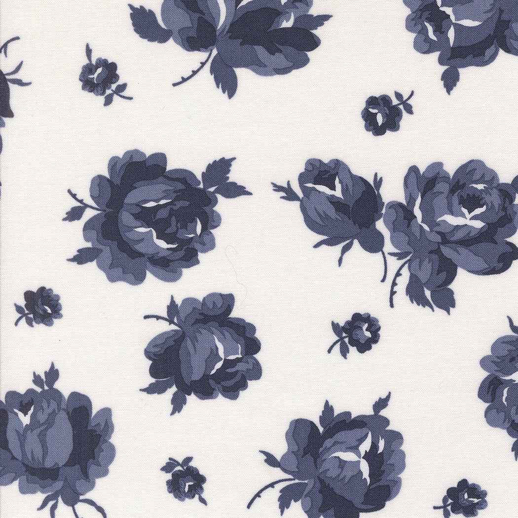 Summertime Rosie Florals Cream Navy M55320231 by Camille Roskelley for Moda Fabrics (sold in 25cm increments)