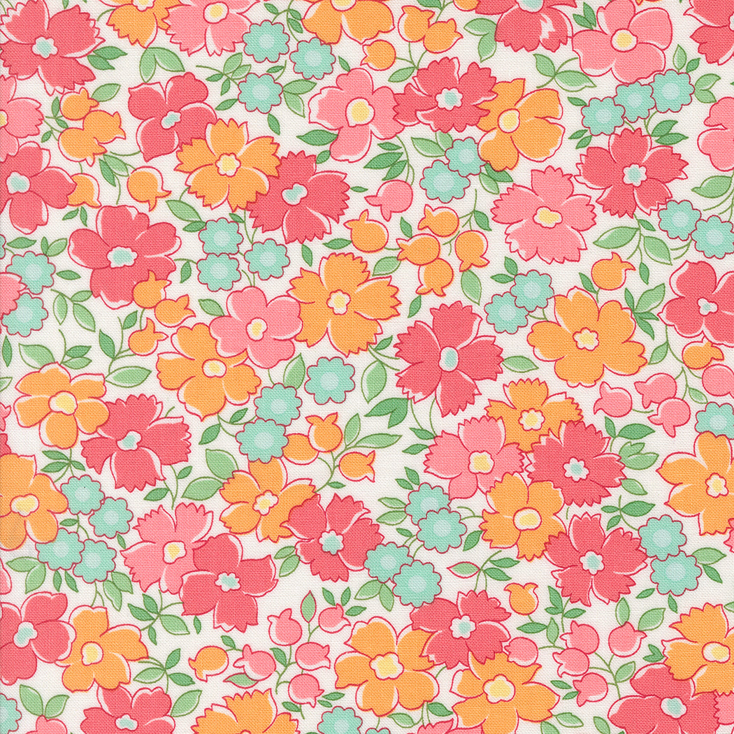 Summertime Flower Patch Cream Pastel M5532321 by Camille Roskelley for Moda Fabrics (sold in 25cm increments)