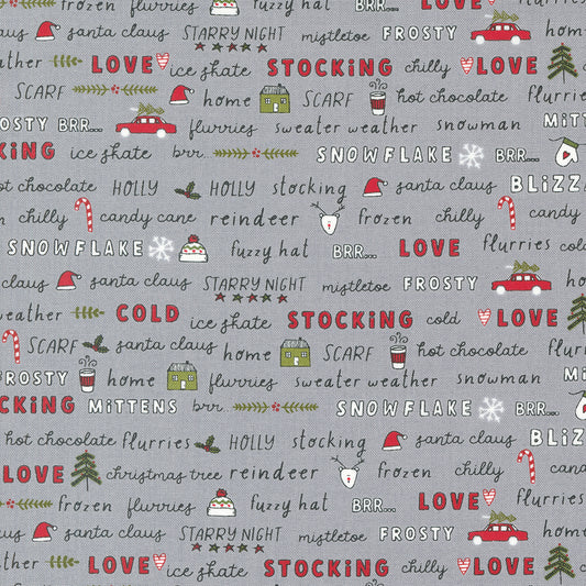 Blizzard Fog Text M5562016 by Sweetwater for Moda fabrics (sold in 25cm increments)