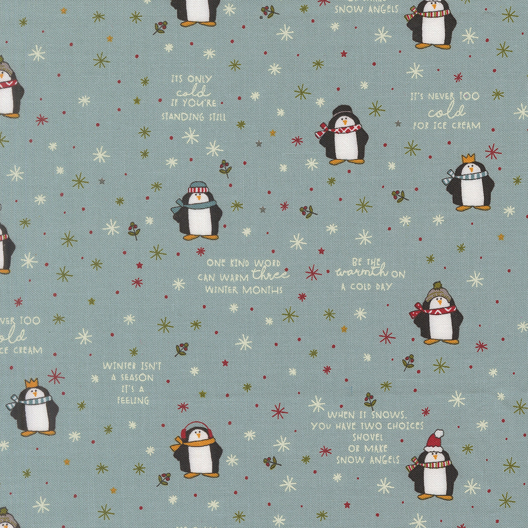 Chilly Mr Penguin Stormy M5571115 by Sweetwater for Moda Fabrics (sold in 25cm increments)