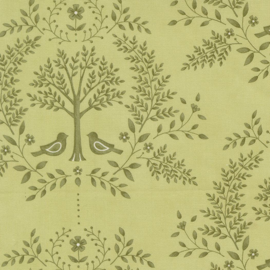 Family Tree Damask Birds Eucalyptus M5616014 by Deb Strain for Moda Fabrics (Sold in 25cm increments)