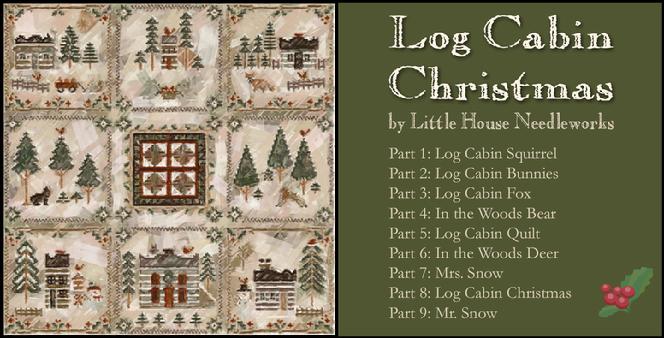 Log Cabin Christmas 1 - Log Cabin Squirrel Cross Stitch Pattern Little House Needleworks