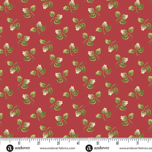 Joy Cranberry Holly A1039R by Laundry Basket Quilts for Andover Fabrics (sold in 25cm increments)