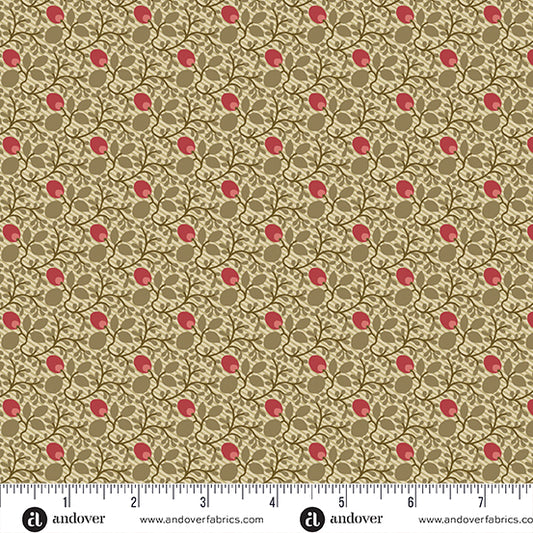 Joy Evergreen Cranberris A1044N by Laundry Basket Quilts for Andover Fabrics (sold in 25cm increments)
