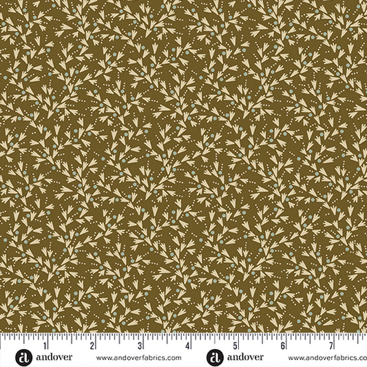 Joy Evergreen Snowtracks A1054N by Laundry Basket Quilts for Andover Fabrics (sold in 25cm increments)